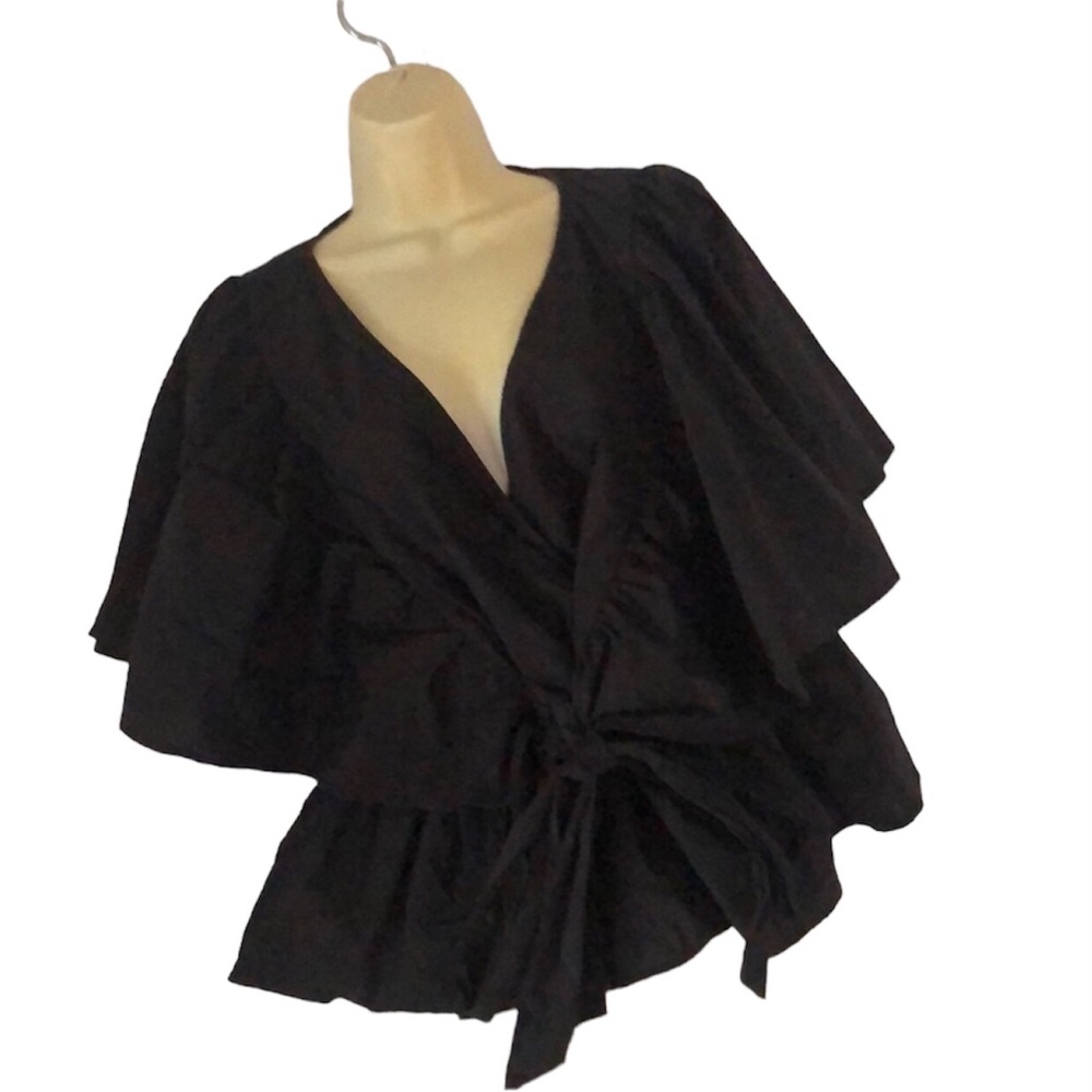 Eloquii woman’s black tie front wrap  blouse - Picture 2 of 13